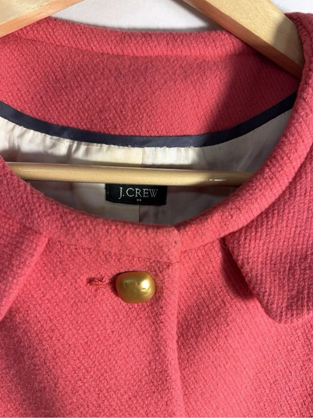 J. Crew Coral Pink Four-Pocket Button Pea Coat